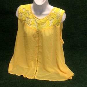 Lucy Diamond Crochet Lace Sunshine Yellow Trapeze Top